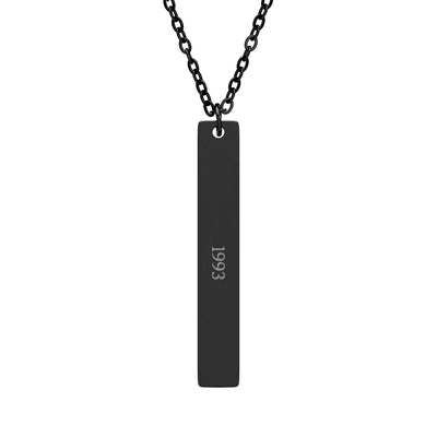 PMZ Engraved Vertical Bar Necklace – 18K Gold / Black PVD