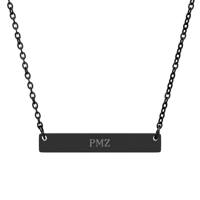 PMZ Engraved Horizontal Bar Necklace – Black / Gold PVD