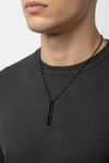 PMZ Engraved Vertical Bar Necklace – 18K Gold / Black PVD