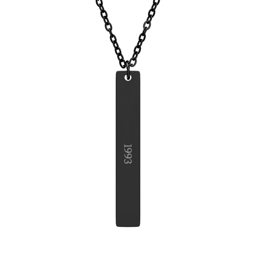 PMZ Engraved Vertical Bar Necklace – 18K Gold / Black PVD