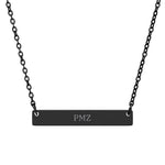 PMZ Engraved Horizontal Bar Necklace – Black / Gold PVD