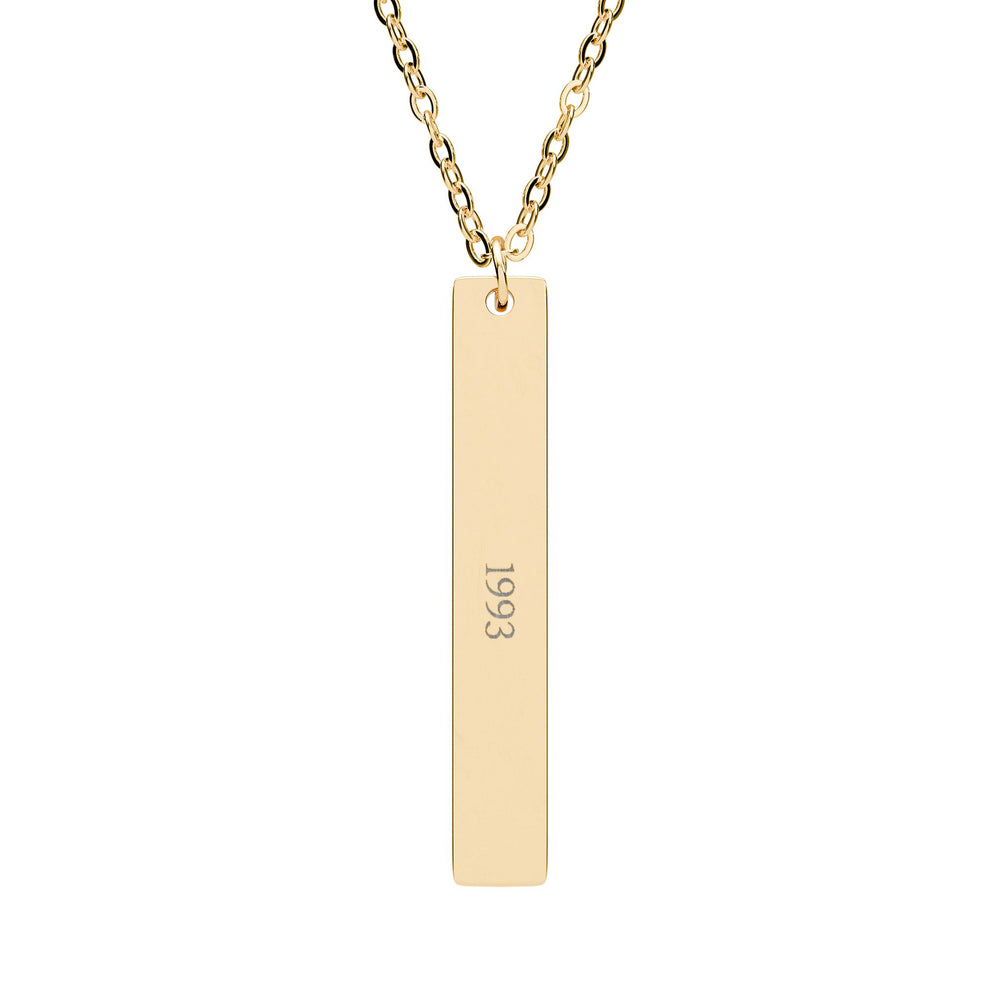 PMZ Engraved Vertical Bar Necklace – 18K Gold / Black PVD - Image 1