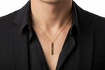 PMZ Engraved Vertical Bar Necklace – 18K Gold / Black PVD