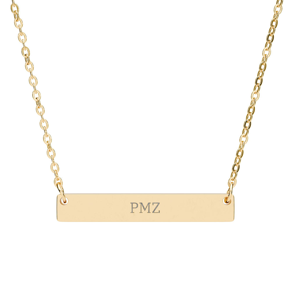 PMZ Engraved Horizontal Bar Necklace – Black / Gold PVD - Image 1